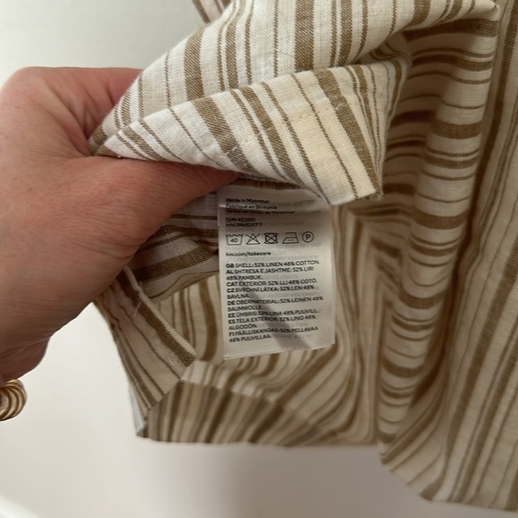 NWT H&M brown cream linen blend button up XL - Picture 6 of 6